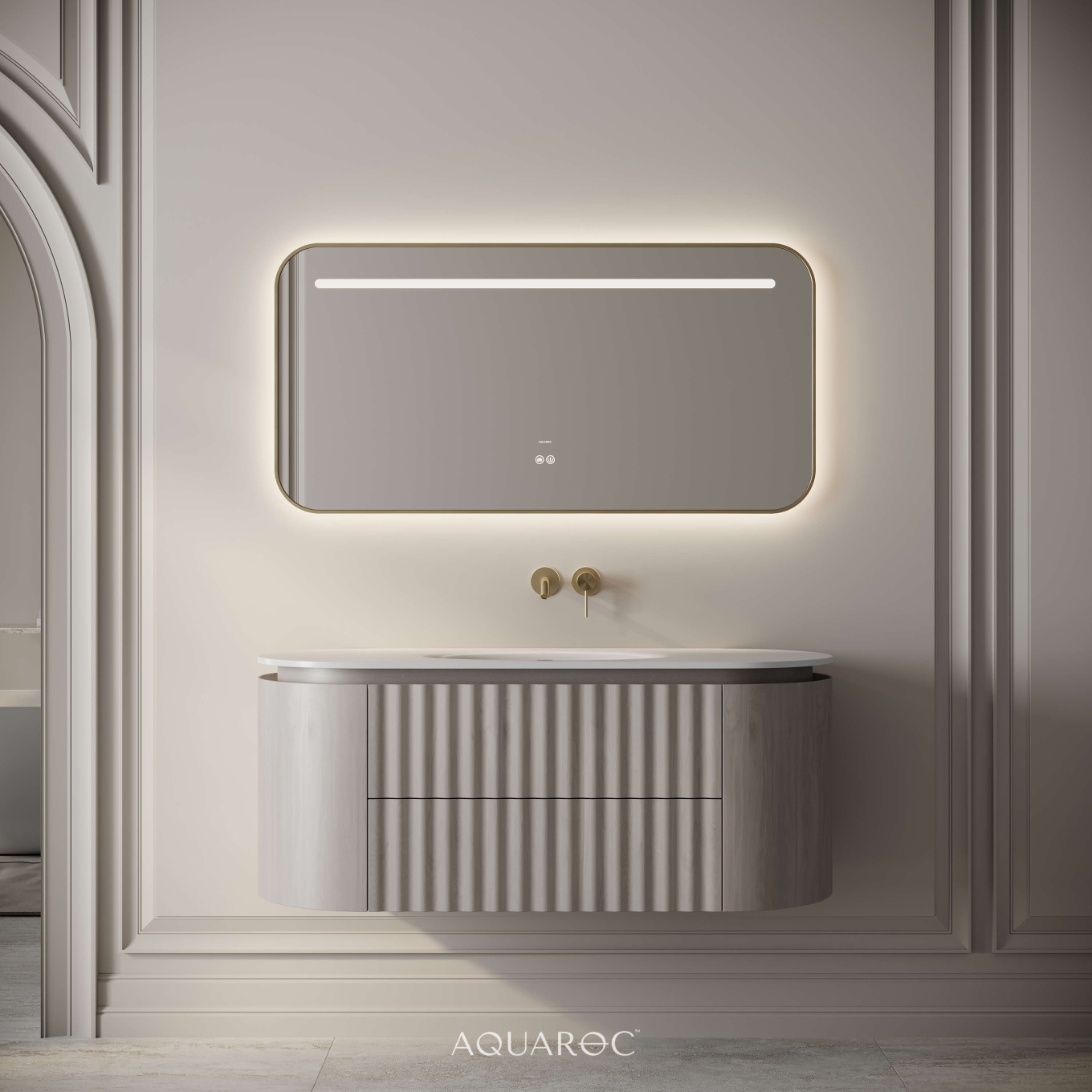 Belgravia II Vanity Unit & Stone Basin 1200mm Sabbia Grigio Oak